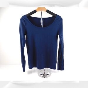 GAP Modern Long Sleeve Scoop Neck Top | Size M | Navy Blue